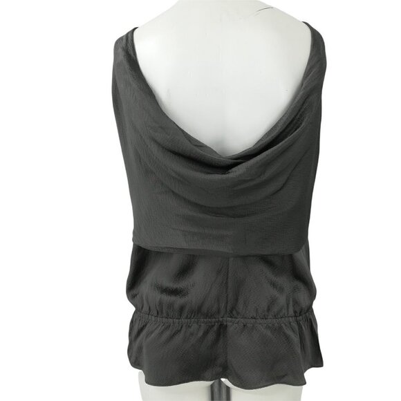 BCBG Max Azria Draped Silk Blouse Size XXS Gray Cape Sleeve Ruched Pleated - Picture 8 of 12